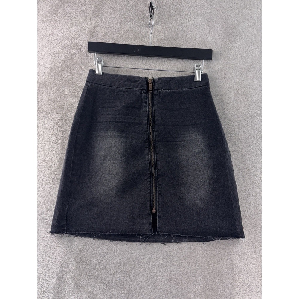 ONE X ONETEASPOON Anchor Vixen Skirt Womens Size 26 Black Distressed Denim Raw‎